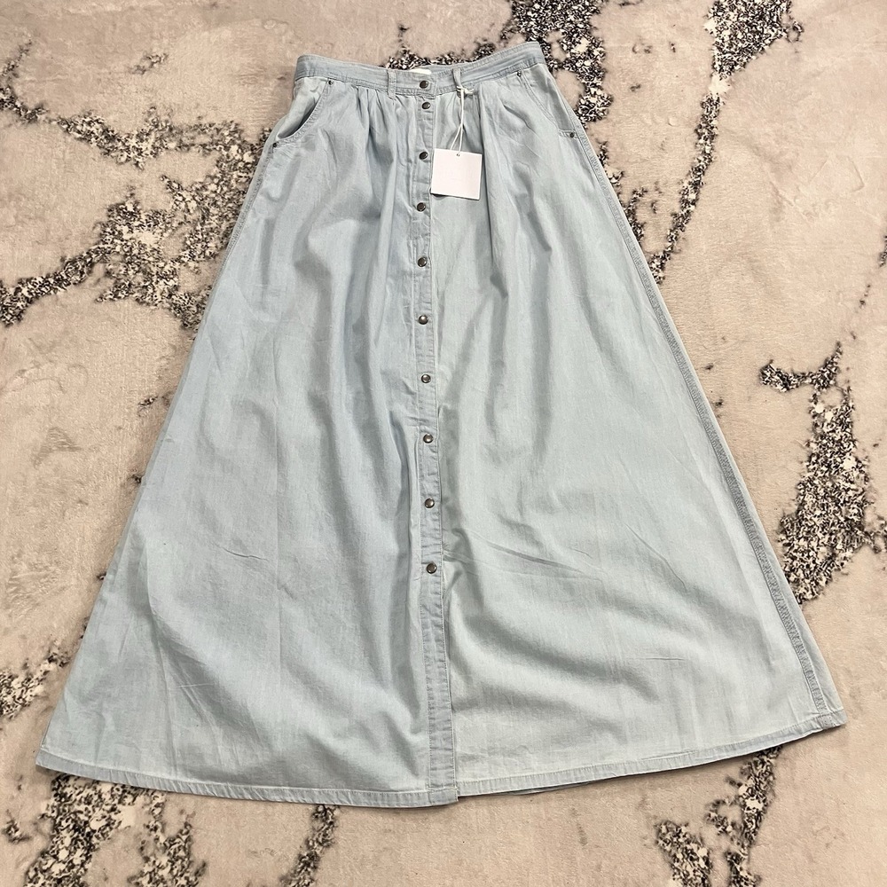 Pistola Light Wash Denim Maxi Skirt Button Front A Line Size Medium NWT - Picture 1 of 14